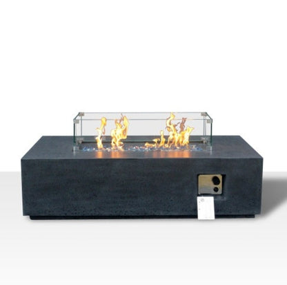 52 Inch Outdoor Concrete Propane Gas Rectangle Fire Pit Table In Dark
