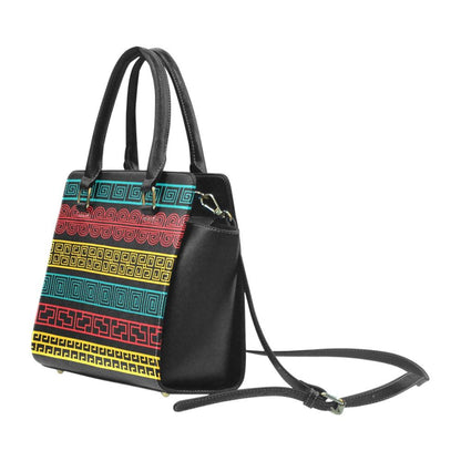 Top Handle Leather Geometric Rivet Design Handbag - Walbiz.com