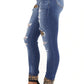 Hollow Out Leopard Patchwork Distressed Jeans