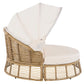 Outdoor Patio Rattan Round Daybed with Retractable Canopy, Wicker