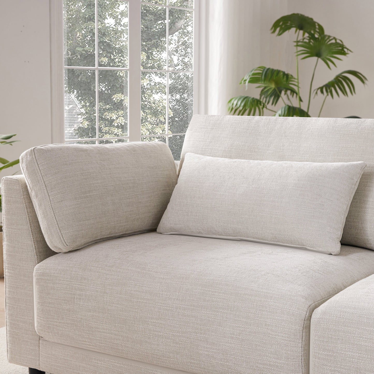 124'' Modular Sectional Sofa with Storage Console and Movable