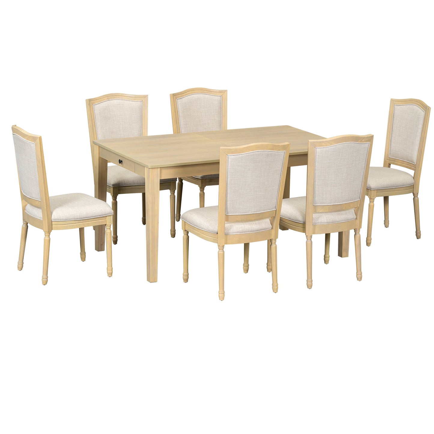 Rustic 7-Piece 78.1inch Extendable Dining Table Set with 18inch