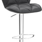 Grey Bar Stools Set of 2, PU Leather Bar Chairs with Backrest, Height