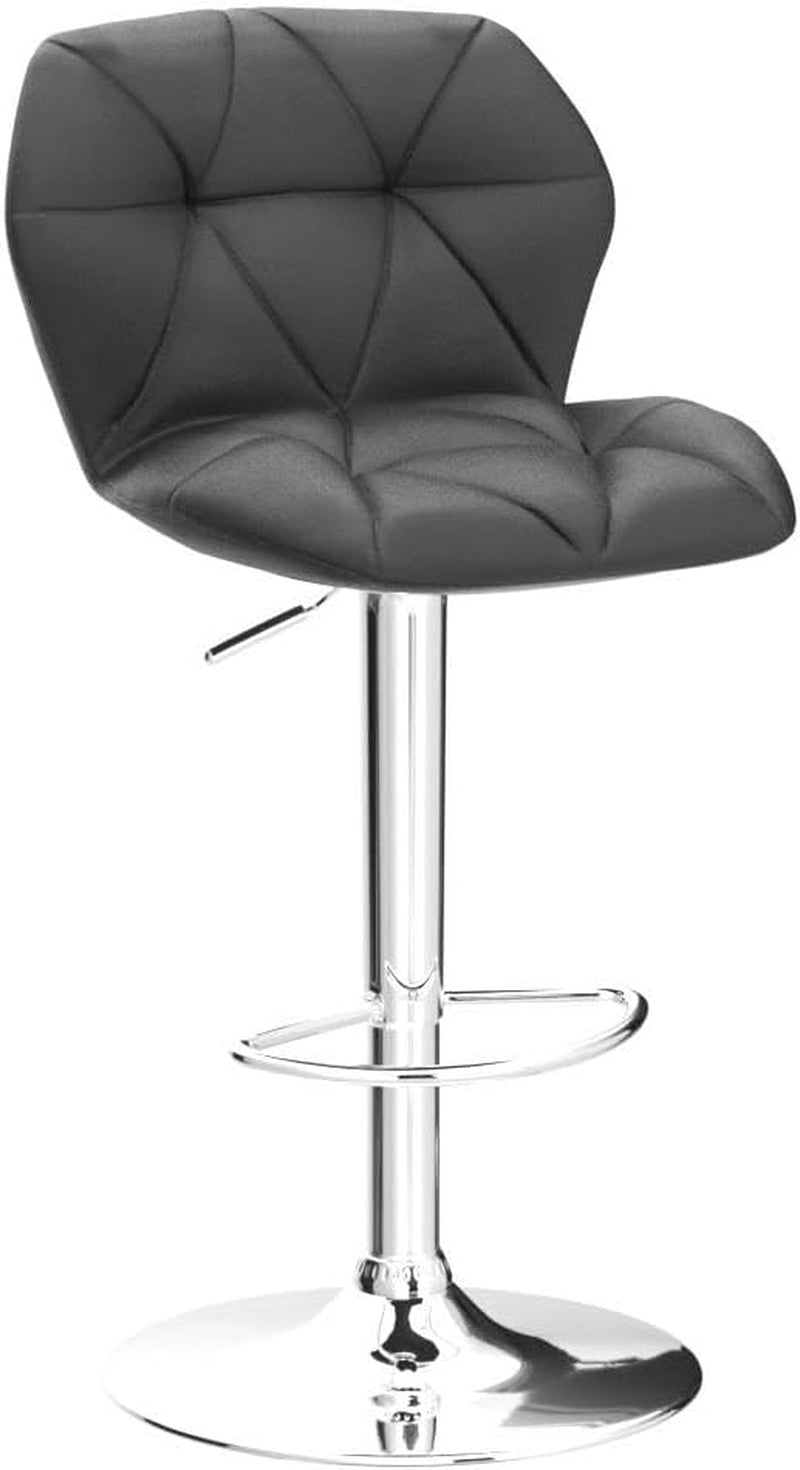 Grey Bar Stools Set of 2, PU Leather Bar Chairs with Backrest, Height