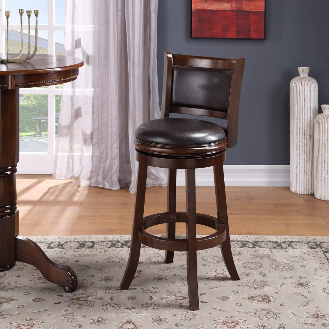 Augusta Bar Height Swivel Stool, 29-Inch, Cappuccino with Dark Brown