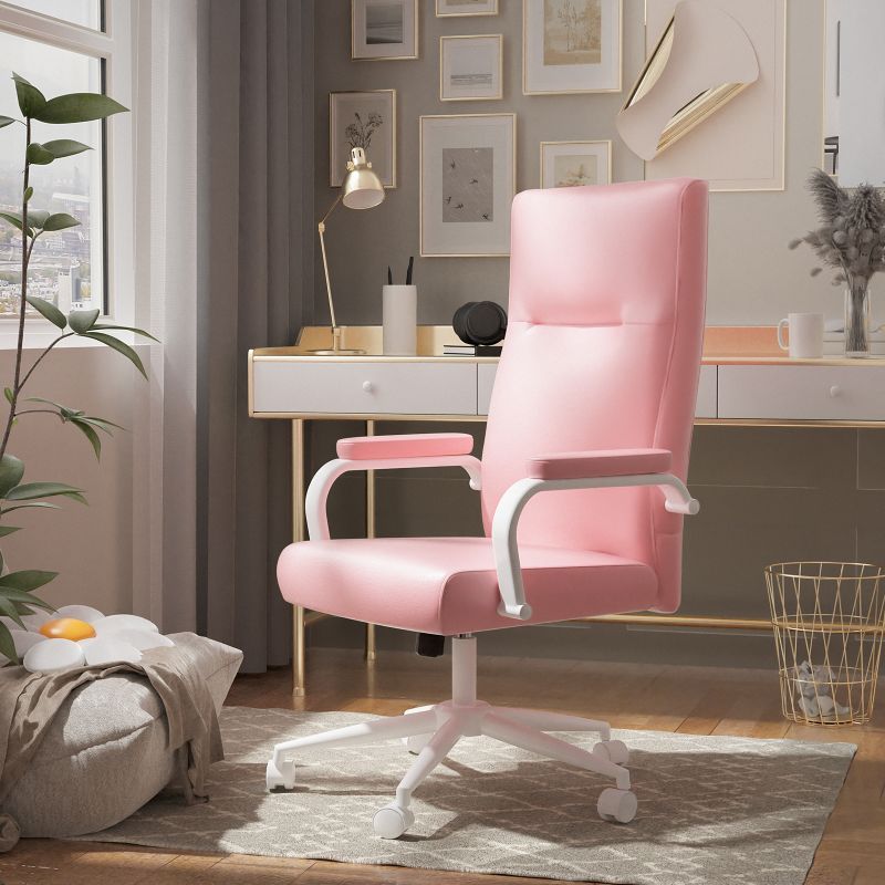 Executive Office Chair For Women And Adults White Leather High Back