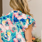 BiBi Floral Round Neck Ruffled Cap Sleeve Blouse