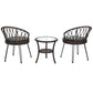 Outdoor Leisure Set, 2 Rattan Single Chairs with A Glass Round Table,