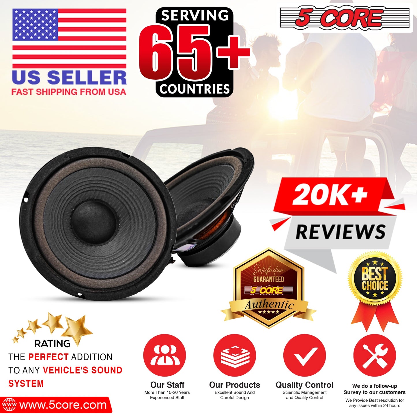 5Core 6 Inch Subwoofer speaker 300 Watt Car Subwoofer 4 Ohm