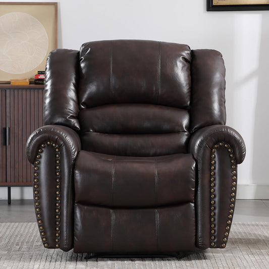 Leather Recliner Chair, Classic and Traditional Manual Recliner Chair