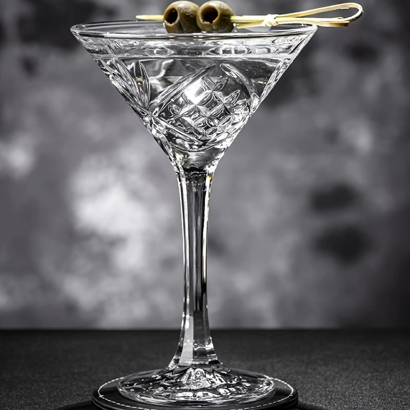 Engraved Martini Glass Set - Insulated Crystal Cocktail Glasses,