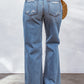 Sky Blue Destroyed Open Knee Wide Leg Jeans