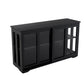 Kitchen Storage Cabinet With Glass Door - Black