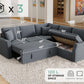Oversized L-Shaped Sleeper Sectional Sofa with Storage