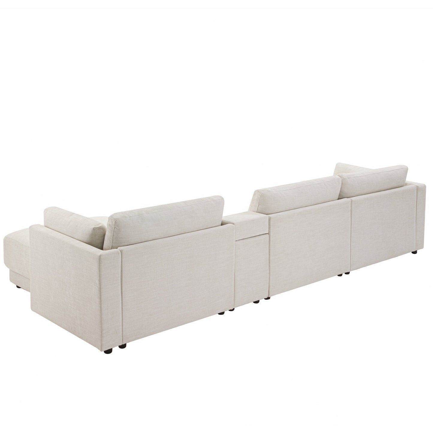 124'' Modular Sectional Sofa with Storage Console and Movable