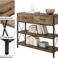 Rustic Brown Industrial Console Table with Storage Shelves