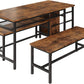 3-Piece Dining Table Set for 4, 47Inch Kitchen Table with 2 Benches,