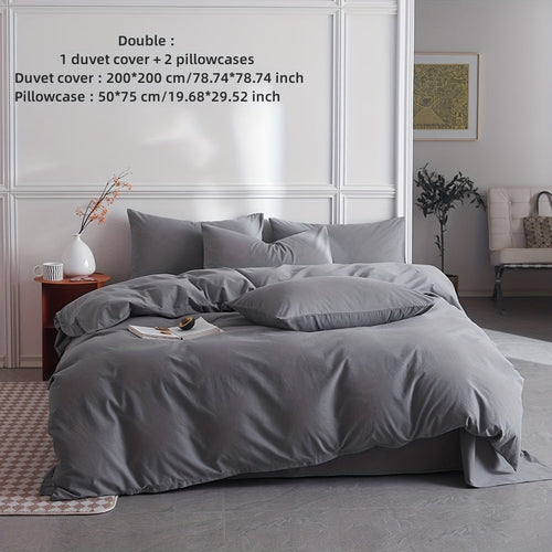 Dark Grey Microfiber Duvet Cover Set with Zipper