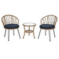 Outdoor Leisure Set, 2 Rattan Single Chairs with A Glass Round Table,