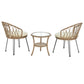 Outdoor Leisure Set, 2 Rattan Single Chairs with A Glass Round Table,