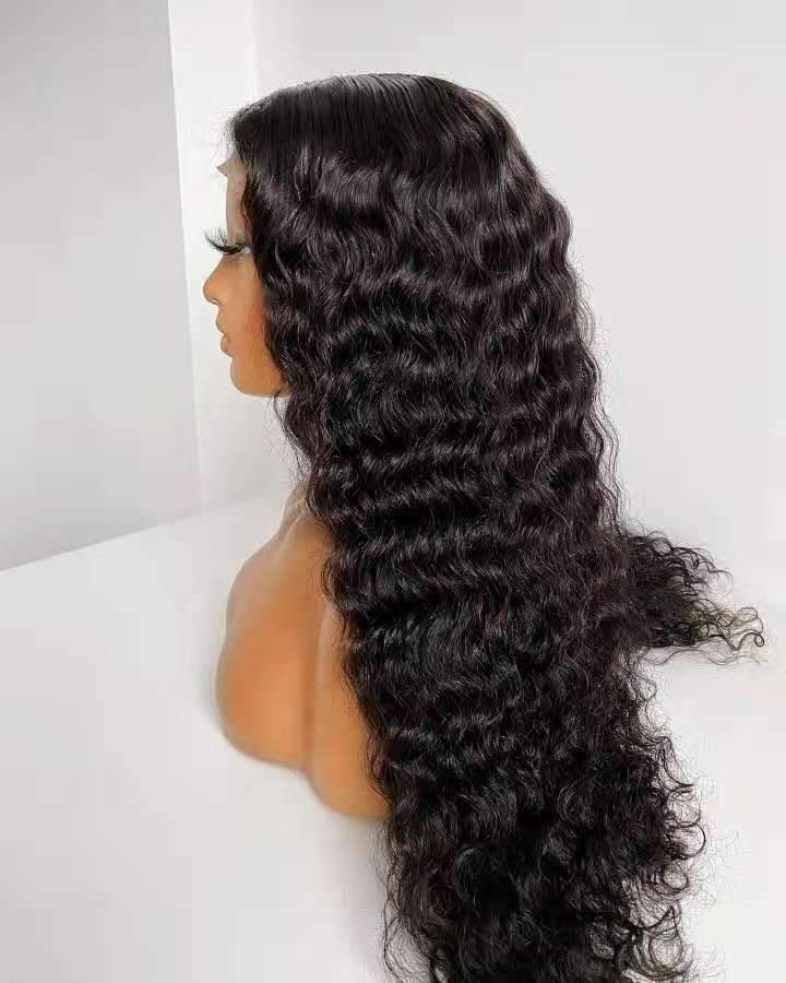 180% Density Full 4x4 Transparent Lace Front Deep Wave Human Hair Wigs - Walbiz.com