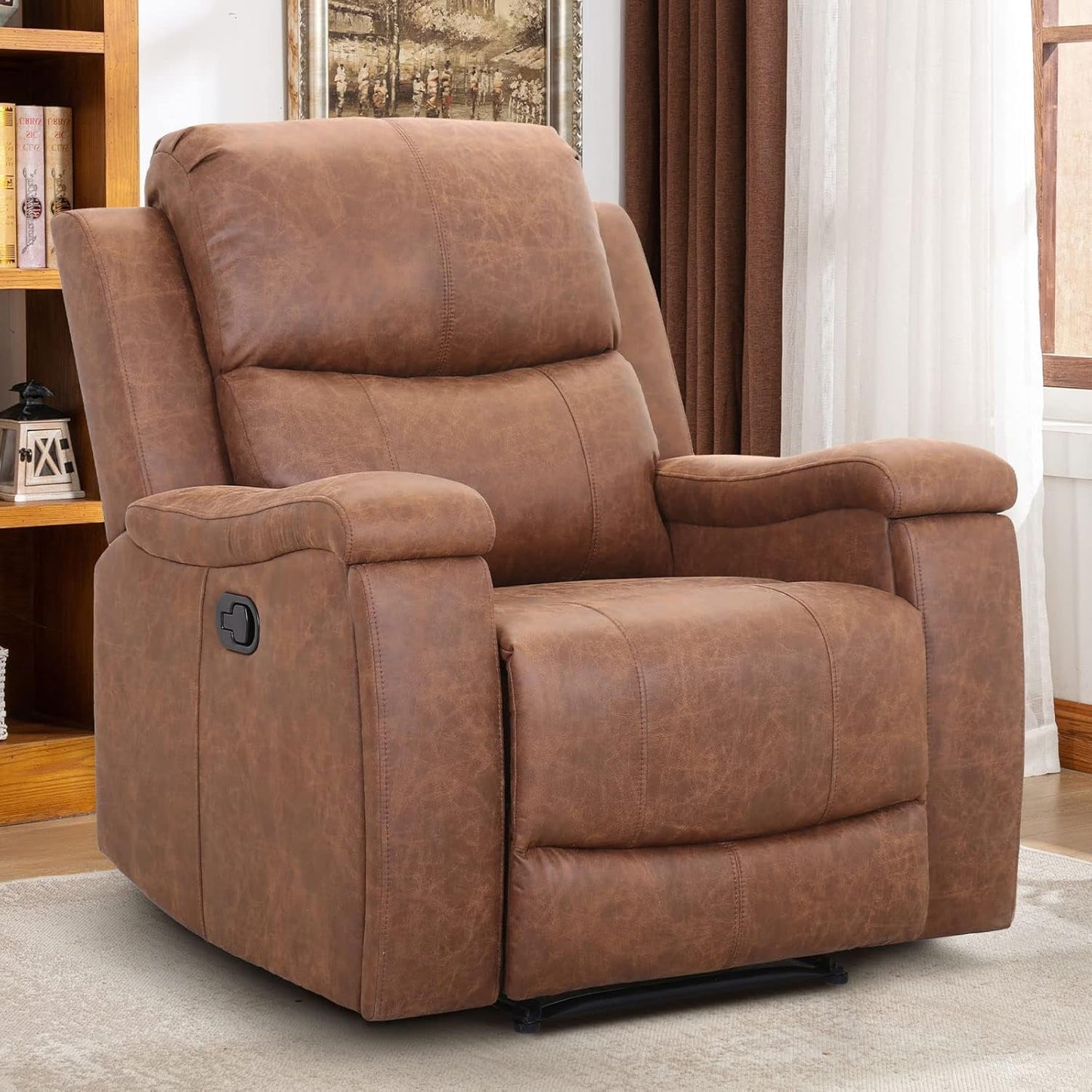 Leather Recliner Chair, Classic and Traditional Manual Recliner Chair