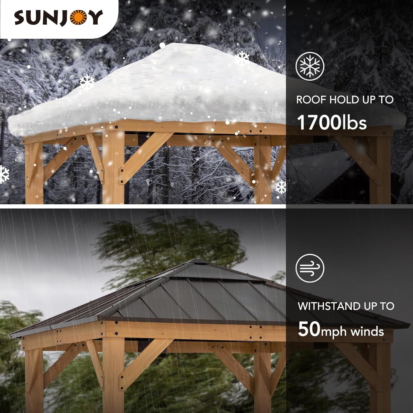 Hardtop Gazebo 9 X 9 Ft. Cedar Framed Wood Gazebo with Brown Steel &