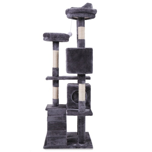 Cat Tree Cat Tower With Catching Ball, Plush Mat, Ladder And Indoor