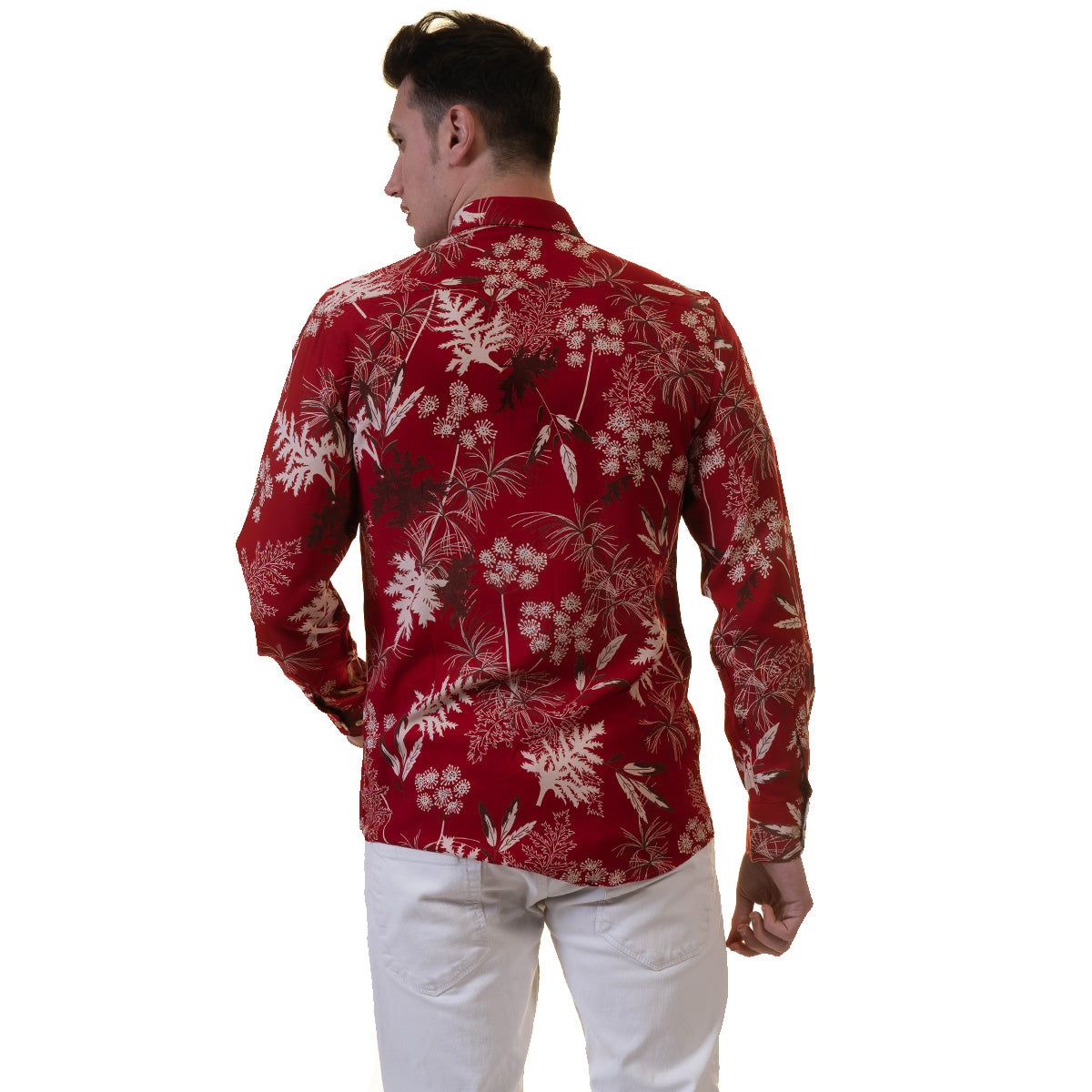 Dark Red Mens Slim Fit Designer Dress Shirt - tailored Cotton Shirts