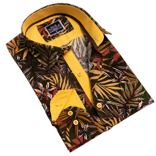 Floral Mens Slim Fit Designer Dress Shirt - tailored Cotton Shirts for