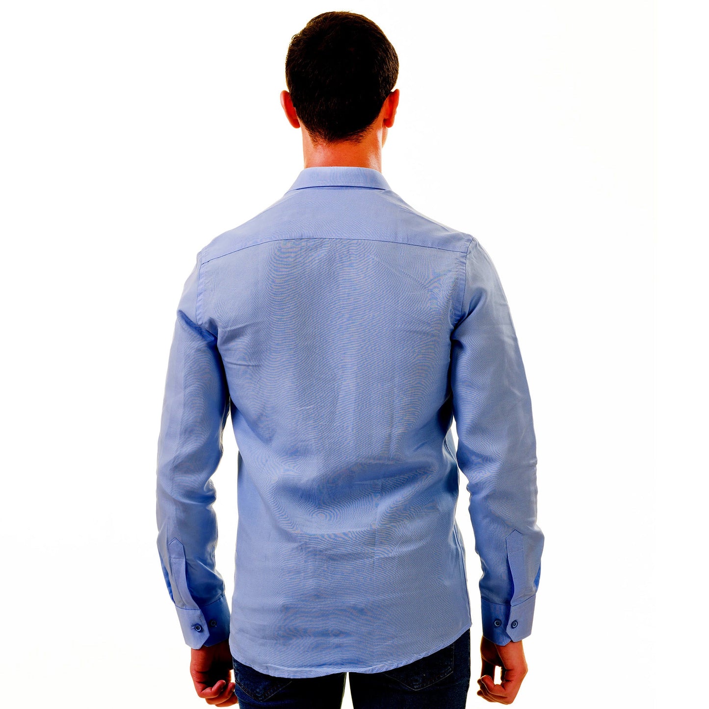 Sky Blue Luxury Men's Tailor Fit Button Up European Made Linen Shirts