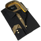 Black with inside Gold Men's Slim Fit Designer Shirt - Tailored Cotton