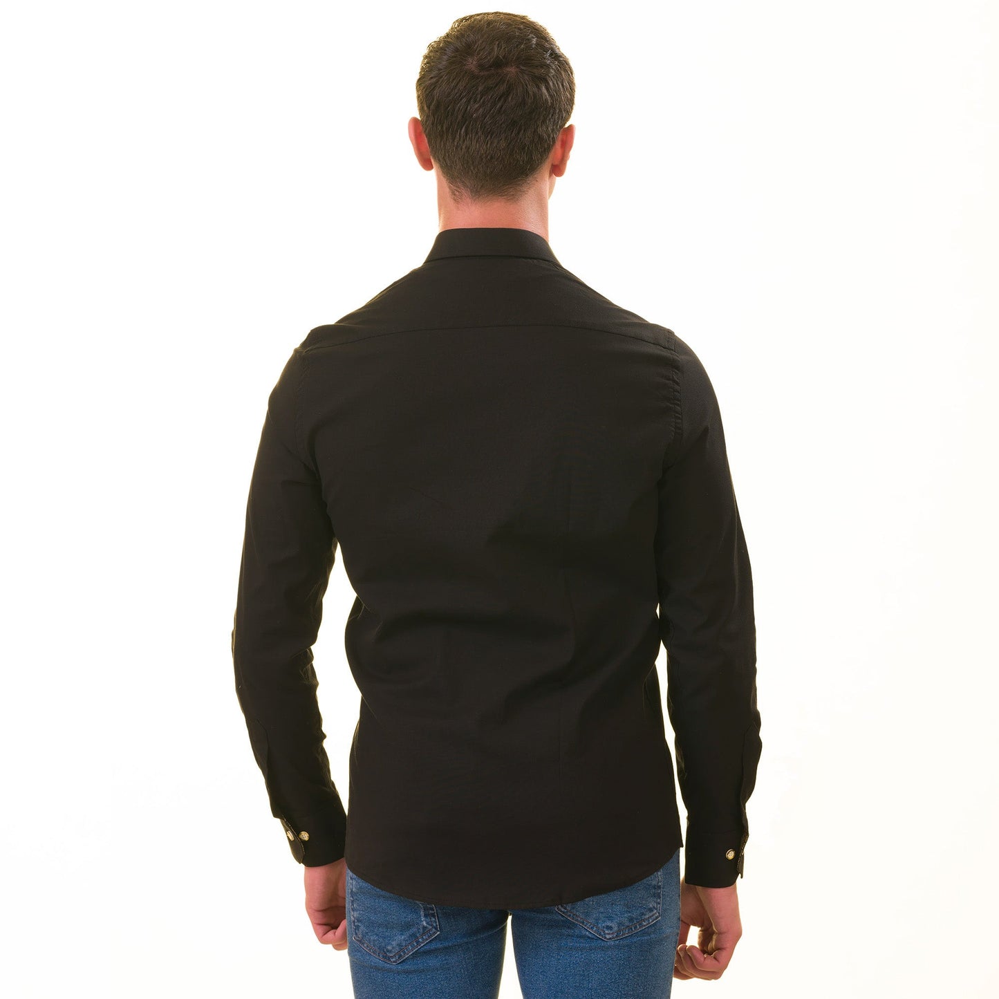 Black with inside Gold Men's Slim Fit Designer Shirt - Tailored Cotton