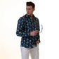 Black White Blue Skulls Mens Slim Fit Designer French Cuff Shirt -