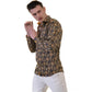 Black And Gold Greek Key Mens Slim Fit Designer Dress Shirt - tailored