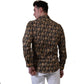 Black And Gold Greek Key Mens Slim Fit Designer Dress Shirt - tailored