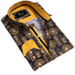Black And Gold Greek Key Mens Slim Fit Designer Dress Shirt - tailored