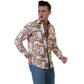 White And Gold Medusa Greek Key Mens Slim Fit Designer Dress Shirt -