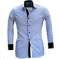 Light Blue Mens Slim Fit Designer Dress Shirt - Tailored Cotton Shirts