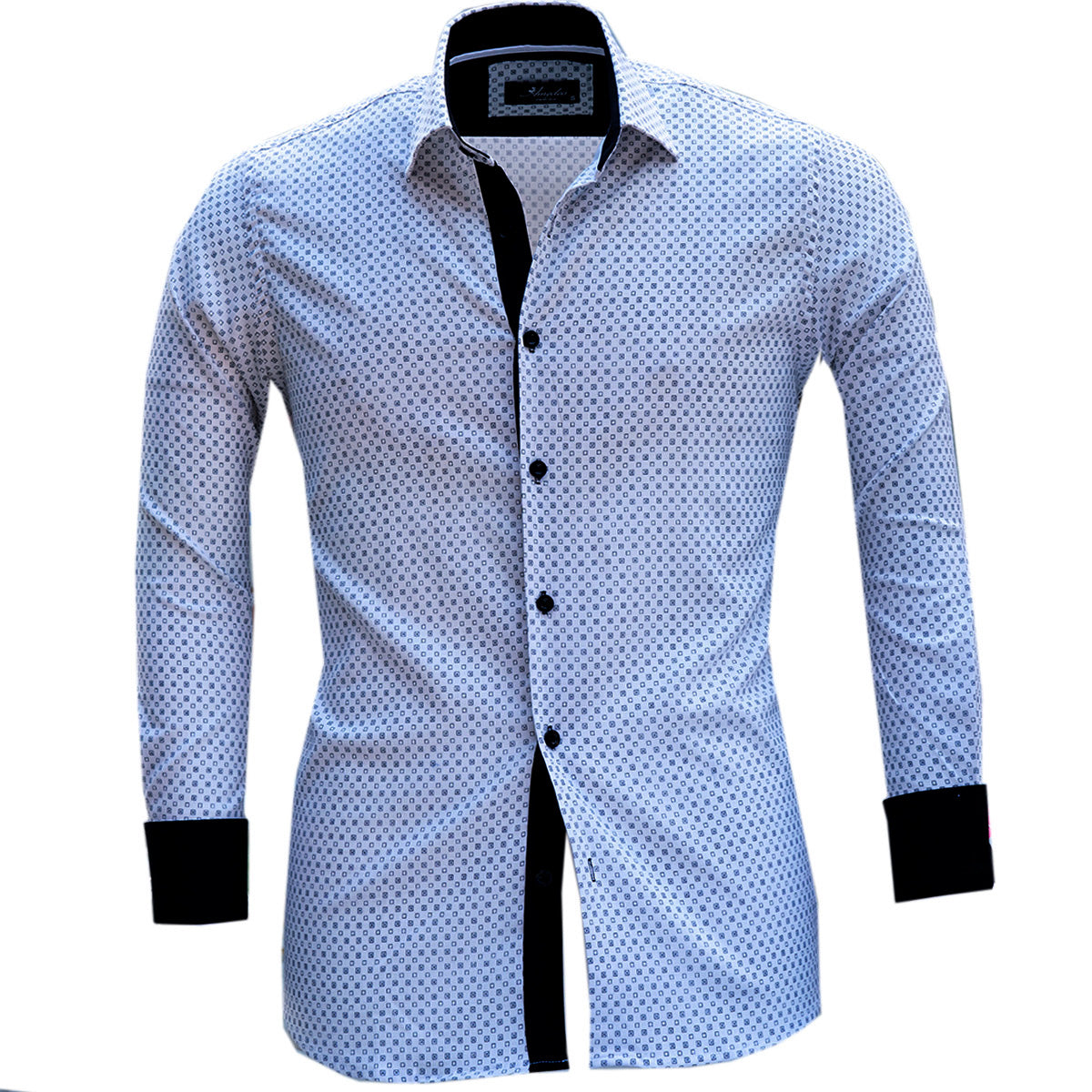 Light Blue Mens Slim Fit Designer Dress Shirt - Tailored Cotton Shirts