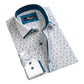 White Blue Paisley Mens Slim Fit Designer Dress Shirt - tailored