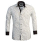 White with Brown Floral Mens Slim Fit Designer Dress Shirt - tailored