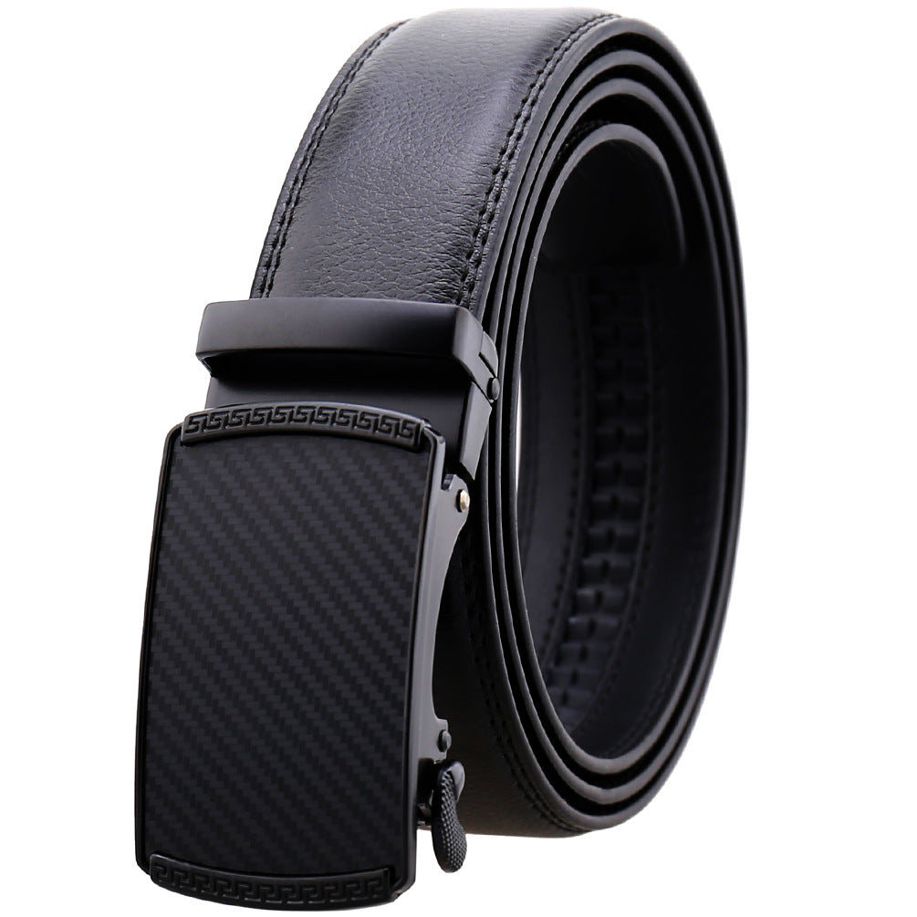 Mens Adjustable Ratchet Slide Buckle Belt - Genuine Leather Automatic