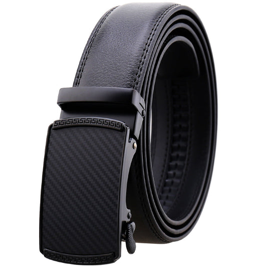 Mens Adjustable Ratchet Slide Buckle Belt - Genuine Leather Automatic