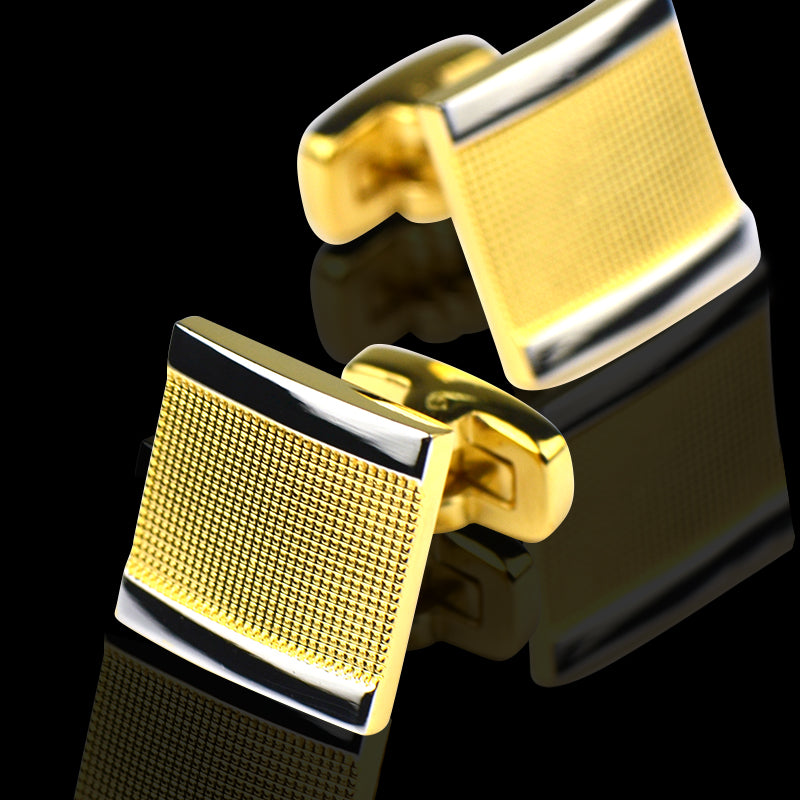 Gold Mens Stainless Steel Squares Cufflinks for Shirt with Box - Hand