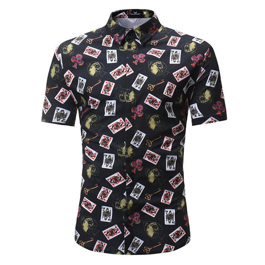 Black Cards check Mens Short Sleeve Button up Shirts - Tailored Slim