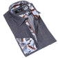 Gray inside Tropical Printed Mens Slim Fit Designer French Cuff Shirt