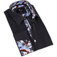 White Black Polka Dot inside Tropical Mens Slim Fit Designer French