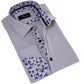 Gray inside Black Floral Mens Slim Fit Designer French Cuff Shirt -