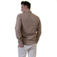 Brown White Mens Slim Fit French Cuff Shirts with Cufflink Holes -